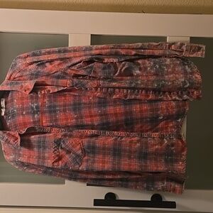 3/$10 Distressed style plaid shirt